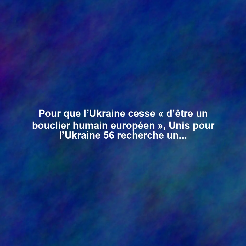 Pour que l’Ukraine cesse « d’être un bouclier humain européen », Unis pour l’Ukraine 56 recherche un local