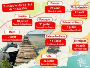 Des rendez-vous tous les jeudis soir : découvrez le menu des Estivales 2025, qui fêtent leurs 10 ans sur le bassin de Thau