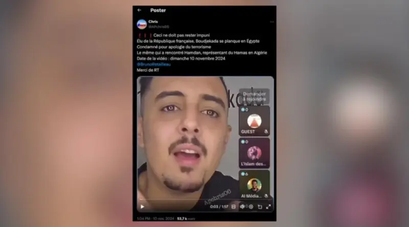 Ex-chef du Hamas comparé à «un héros» : l’élu du Doubs Ismaël Boudjekada jugé ce jeudi pour apologie du terrorisme