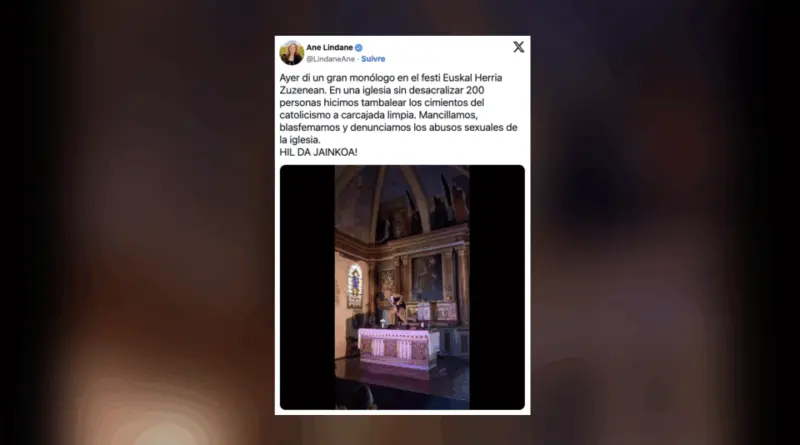 «Je suis possédée par le diable» : une humoriste simule un acte de masturbation dans une église basque et déclenche une vive polémique