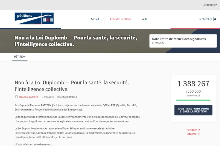 PPL Duplomb : une pétition contre la loi dépasse le million de signatures, les syndicats réagissent