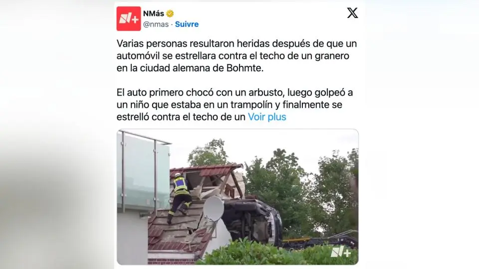 Une voiture fauche un enfant sur un trampoline et s’encastre dans une grange à trois mètres de haut