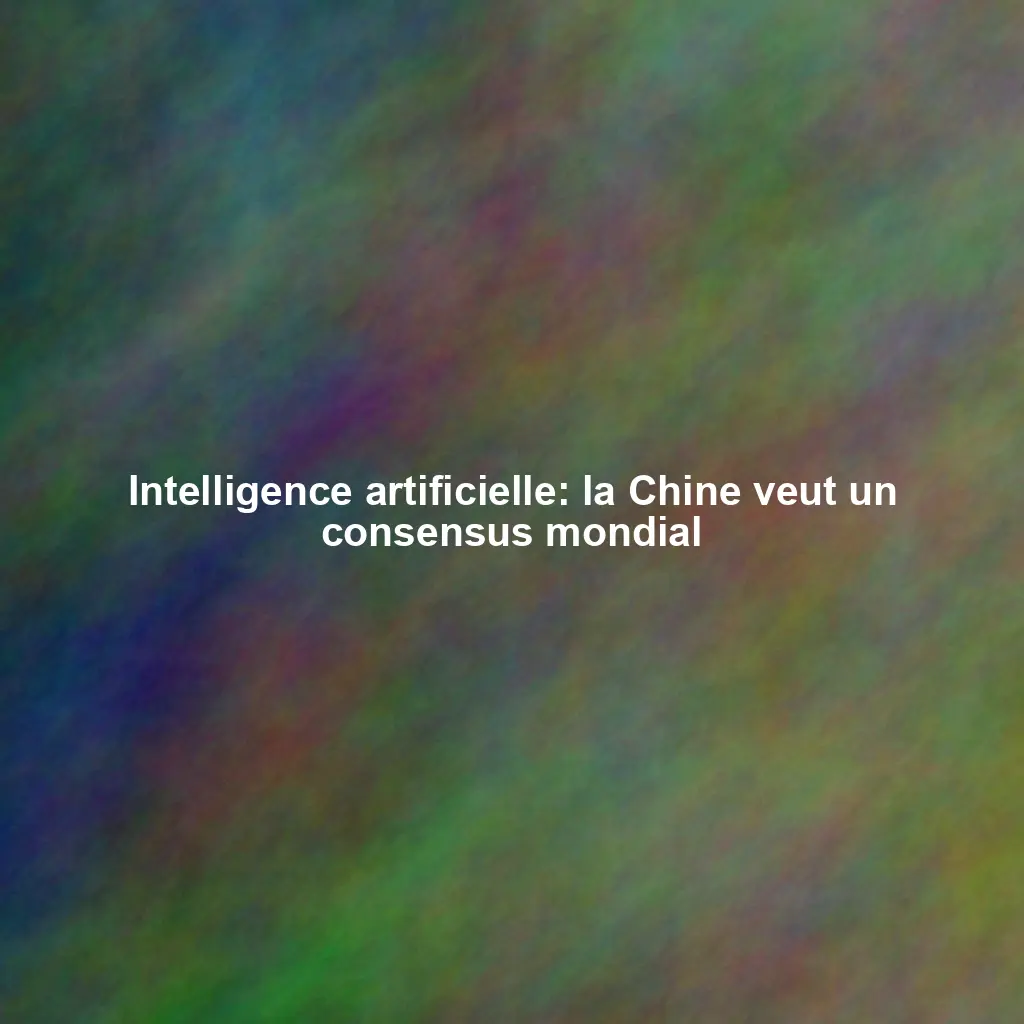 Intelligence artificielle: la Chine veut un consensus mondial