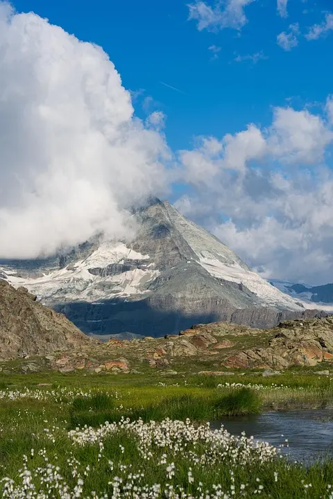 Switzerland, Alps, Matterhorn, lake, mountains, Swiss flag, Geneva