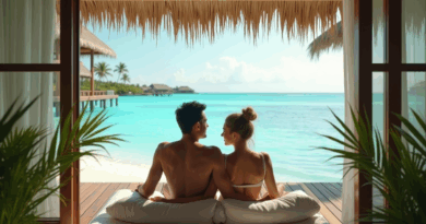Couple se relaxant dans un bungalow sur l