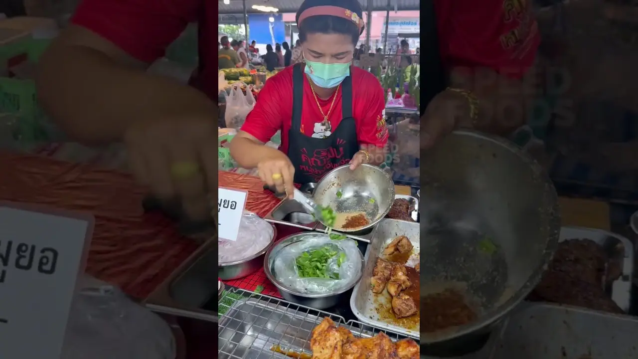 Amazing Grilled Pork Cutting Skills for Salad - Thai street food