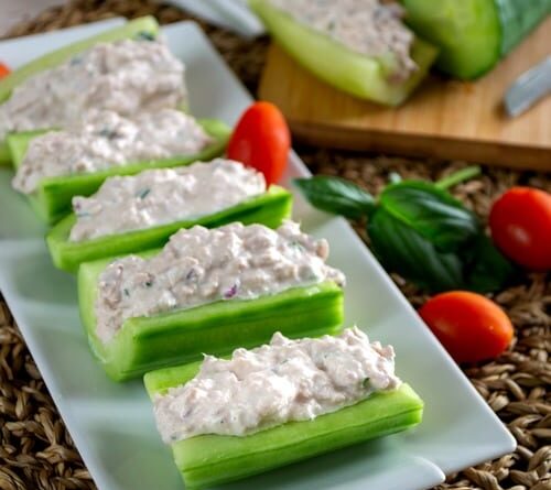 barquettes de concombre au thon