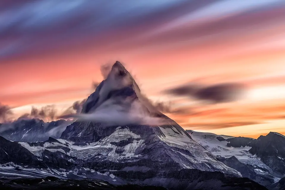 Switzerland, Alps, Matterhorn, lake, mountains, Swiss flag, Geneva