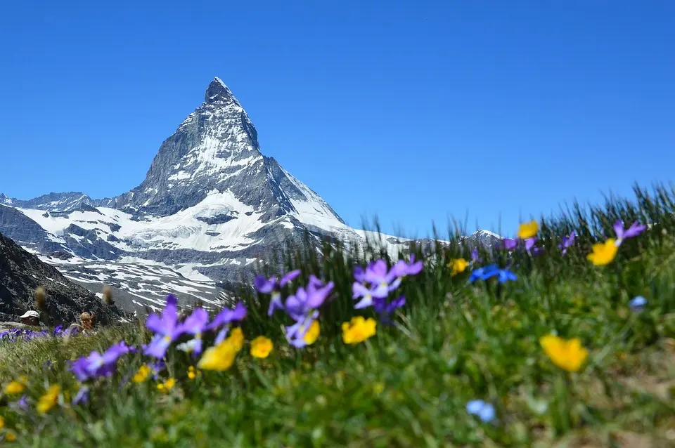 Switzerland, Alps, Matterhorn, lake, mountains, Swiss flag, Geneva