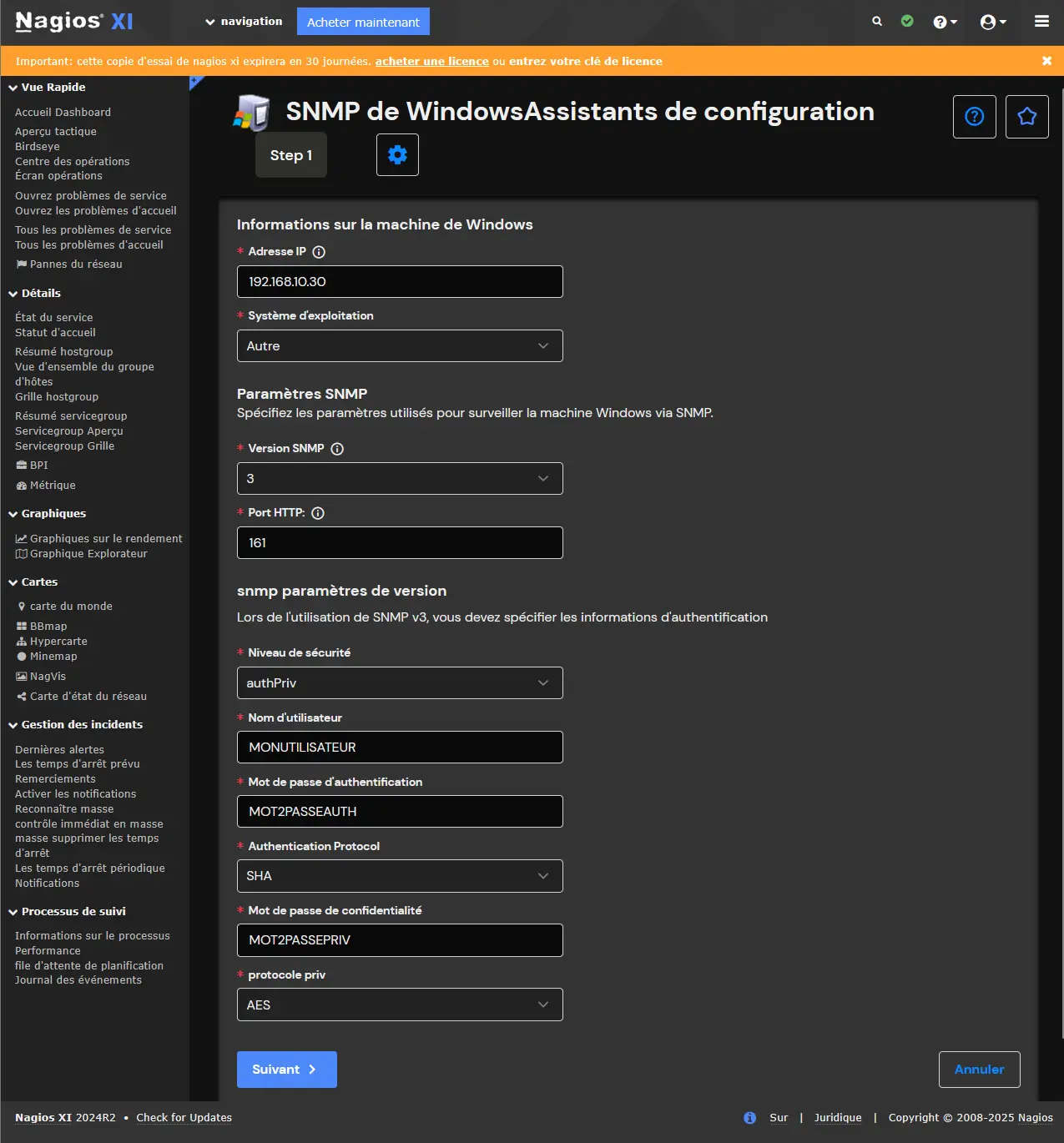 Compiler Net-SNMP sur Windows Serveur (Core) et utiliser SNMPv3