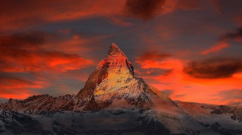 Switzerland, Alps, Matterhorn, lake, mountains, Swiss flag, Geneva
