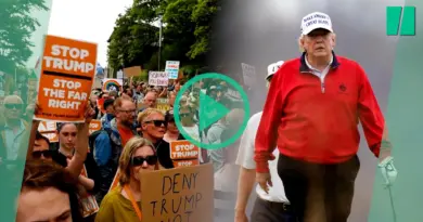 De nouvelles manifestations contre Trump en Écosse, qui joue au golf (sous la pluie)