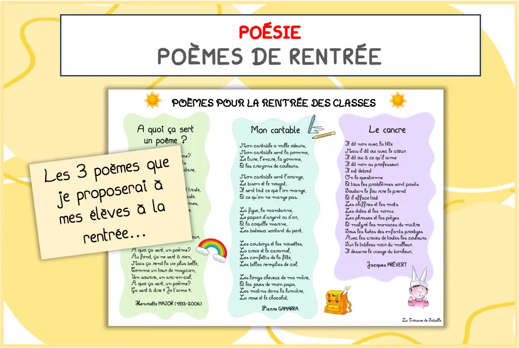 Des poèmes pour la rentrée - La trousse de Sobelle