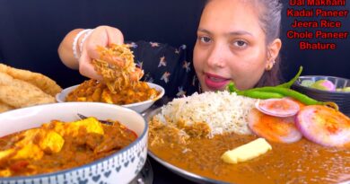 Eating Spicy🔥 Dal Makhani, Kadai Paneer, Jeera Rice, Chole Paneer Masala, Bhature | Indian Food Asmr