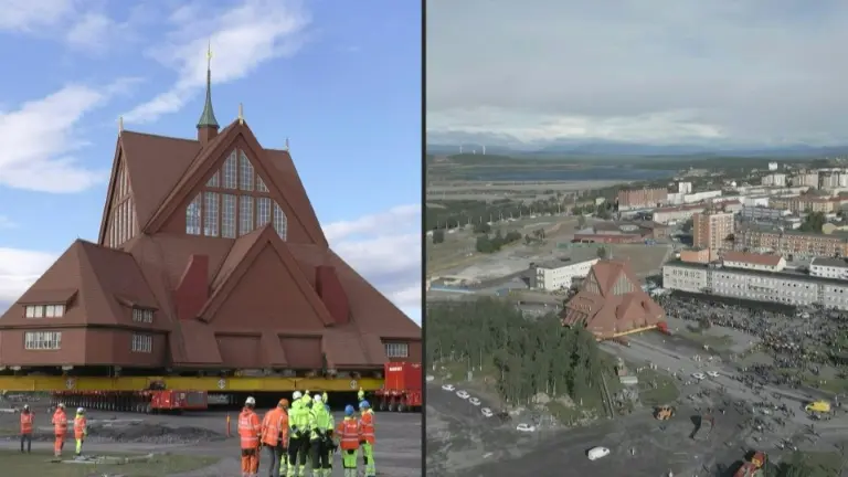En Suède, première journée réussie pour le déplacement de l'église de Kiruna