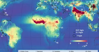 Carte des flux d’ammoniac atmosphérique