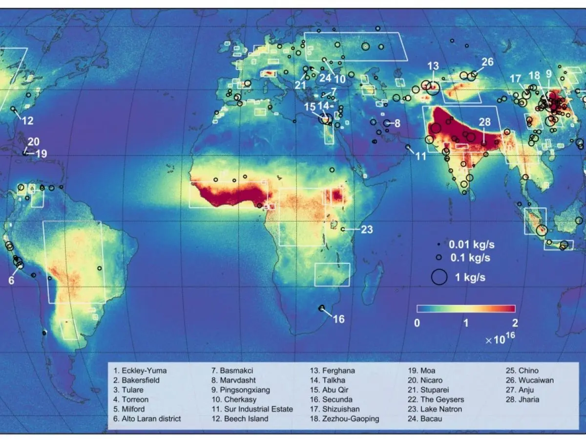 Carte des flux d’ammoniac atmosphérique