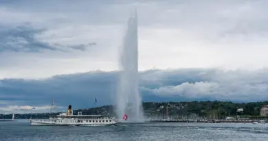 Switzerland, Alps, Matterhorn, lake, mountains, Swiss flag, Geneva