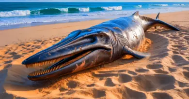 Illustration de la découverte du fossile de Janjucetus dullardi, une baleine préhistorique aux dents acérées.