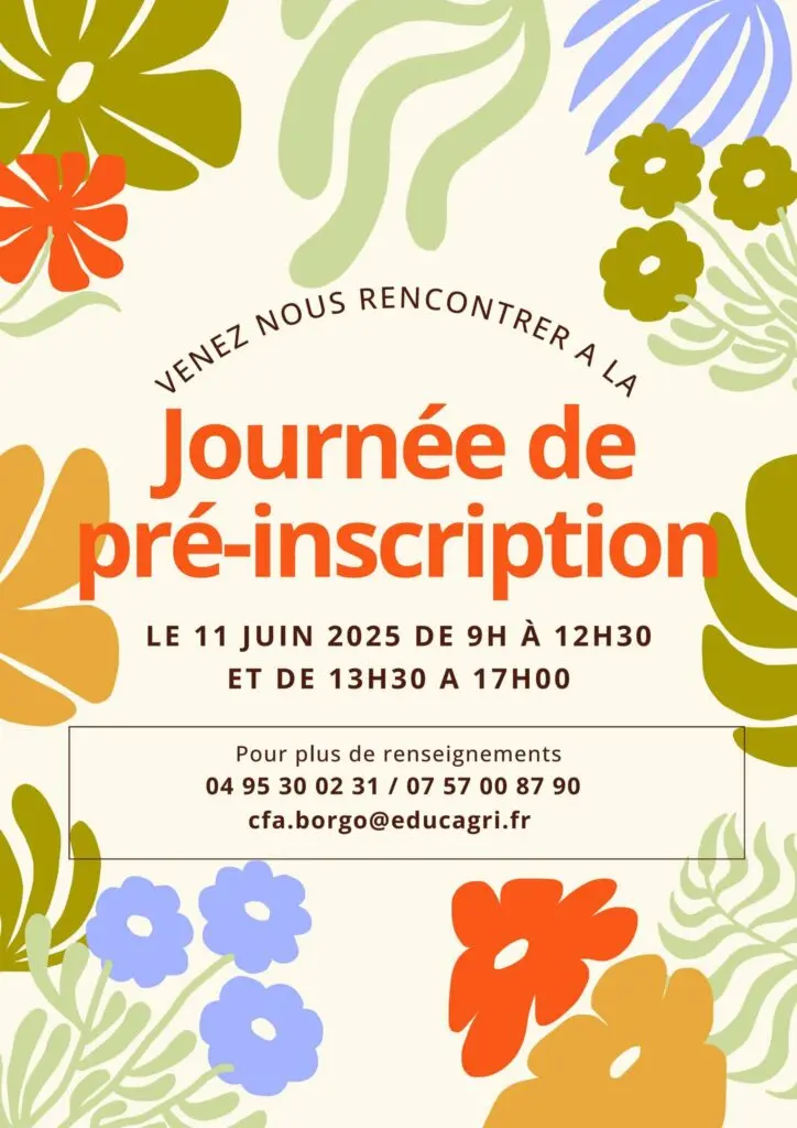 Journée de préinscription 11 Juin 2025 9h-12h30 et 13h30-17h