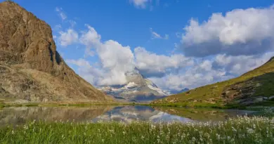 Switzerland, Alps, Matterhorn, lake, mountains, Swiss flag, Geneva