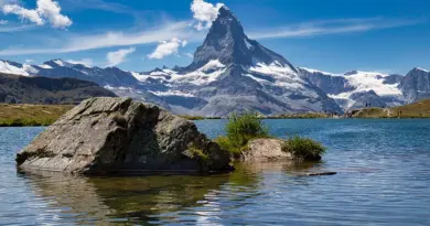 Switzerland, Alps, Matterhorn, lake, mountains, Swiss flag, Geneva