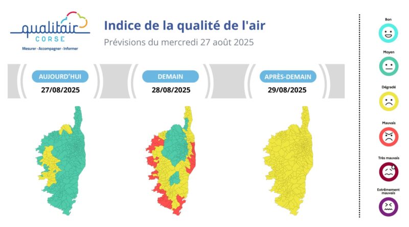 L’épisode de pollution va toucher la Corse à partir du jeudi 28 août