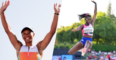 Meeting Diamond League de Chorzow : Marie-Julie Bonnin haut et Hilary Kpatcha loin