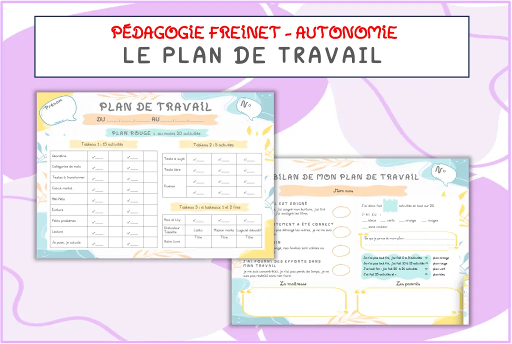 Mon plan de travail cycle 3