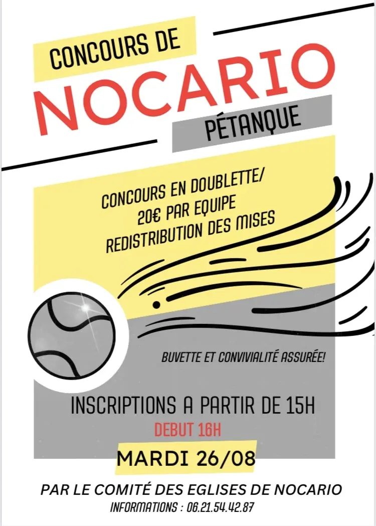 NOCARIO Castagniccia, Haute-Corse Concours de boules reportés en raison de l’averse : 26 août 15h