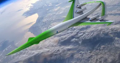 A jet with green paint floats above Earth in low-Earth orbit