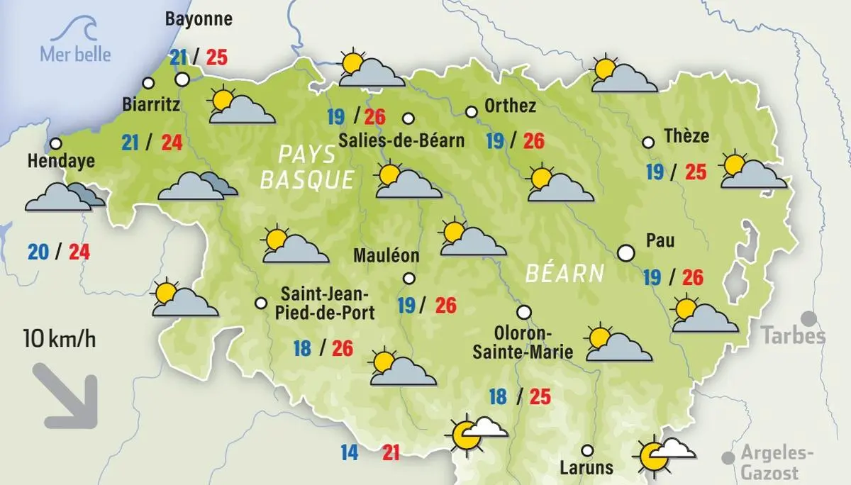 Prévisions météo de ce mardi 26 août à Pau et dans les Pyrénées-Atlantiques : en vigilance jaune aux orages