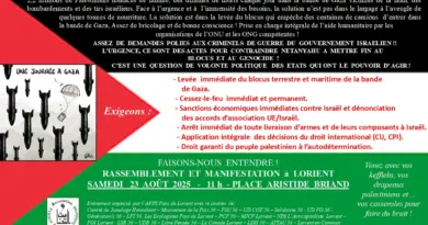 Prochaine manifestation Gaza à Lorient