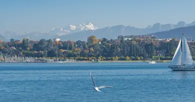 Switzerland, Alps, Matterhorn, lake, mountains, Swiss flag, Geneva