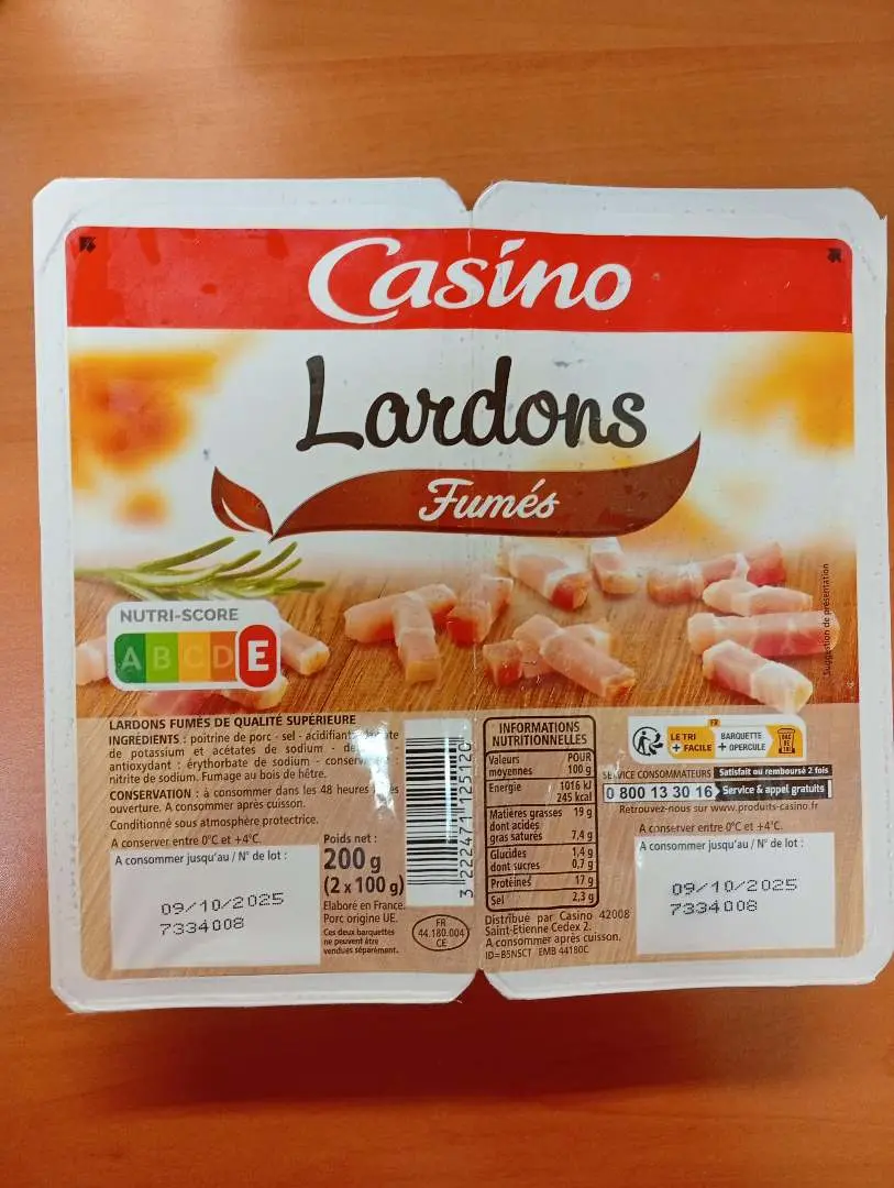 Rappel Consommateur - Détail Lardons fumés Casino