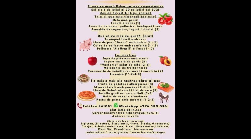 Restaurant Plat’in Gourmet tasta el nostre menú per emportar menjar bé, equilibrat i amb gust casolà