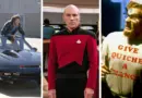 Split image showing a scene from three sci-fi shows: Knight Rider (Left), Star Trek: The Next Generation (Middle), and Red Dwarf (Right).
