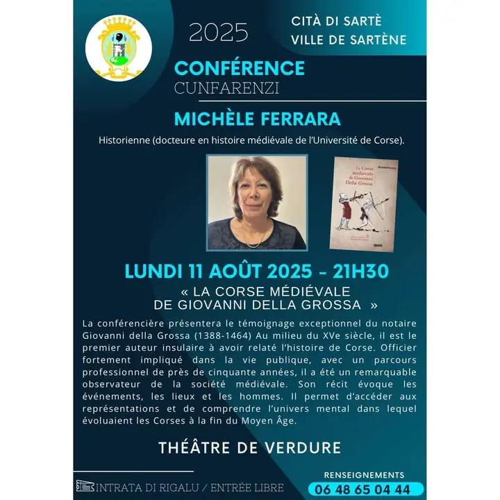 🗣️🎤 Une conférence réalisée par Michèle Ferrara, historienne et docteure en histoire médiévale de l’Université de Corse, auteur ...