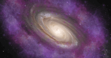 An illustration shows a galaxy embedded in a halo of dark matter, the search for this mysterious &quot;stuff&quot; is about to widen
