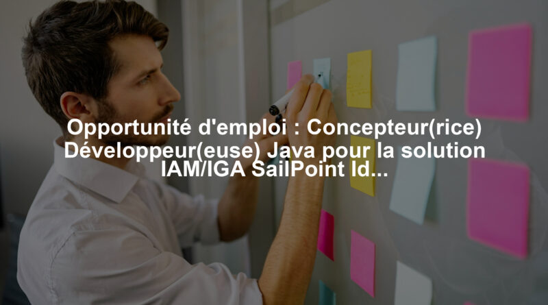 Opportunité d'emploi : Concepteur(rice) Développeur(euse) Java pour la solution IAM/IGA SailPoint IdentityIQ