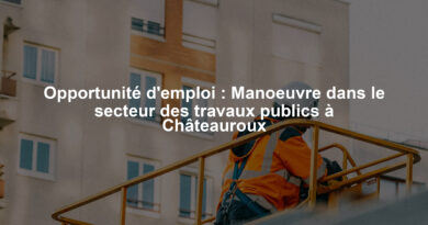 Opportunité d'emploi : Manoeuvre dans le secteur des travaux publics à Châteauroux