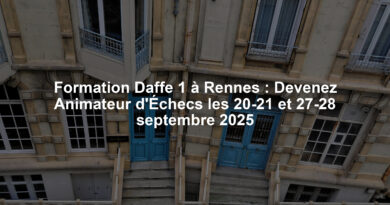 Formation Daffe 1 à Rennes : Devenez Animateur d'Échecs les 20-21 et 27-28 septembre 2025
