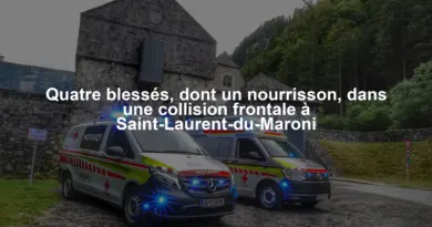 Quatre blessés, dont un nourrisson, dans une collision frontale à Saint-Laurent-du-Maroni