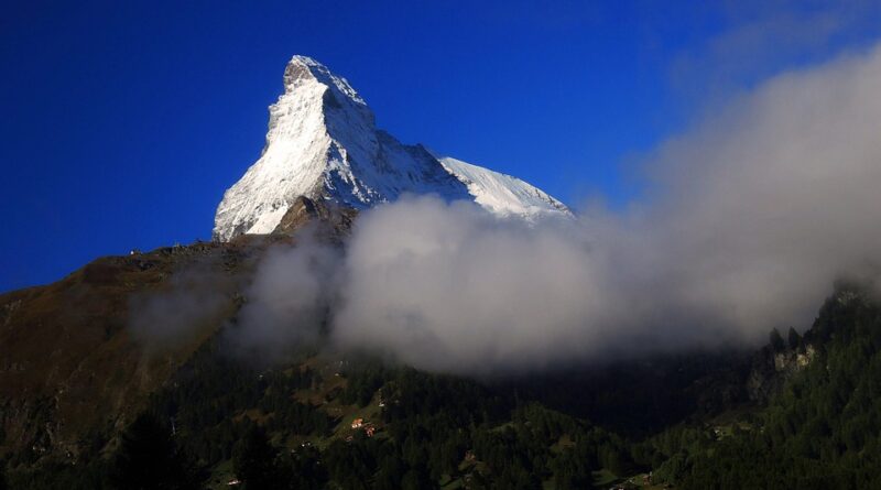 Switzerland, Alps, Matterhorn, lake, mountains, Swiss flag, Geneva