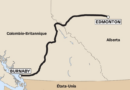 Carte du tracé du projet d'expansion de l'oléoduc Trans Mountain, partant d'Edmonton jusqu'à Burnaby. 