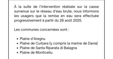 💧Avis de remise en eau brute sur le secteur Balagne suite à une intervention réalisée sur notre réseau.💧