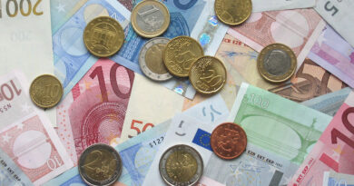 Euro coins and banknotes