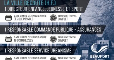 La commune de Beaufort-en-Anjou recrute : 3 postes à pourvoir
