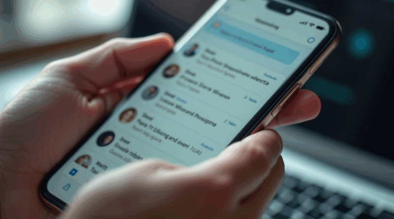 Mains tenant un smartphone avec notifications de messages privés
