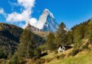 Switzerland, Alps, Matterhorn, lake, mountains, Swiss flag, Geneva